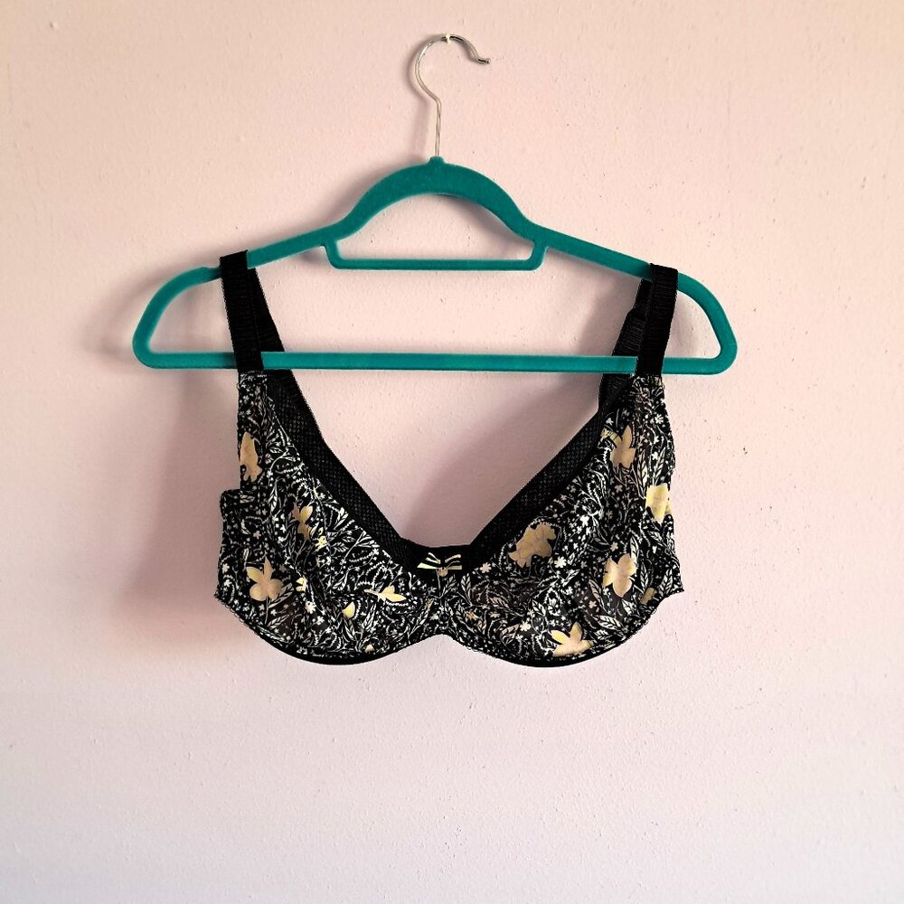 Freya Black Floral Bra 34G UK